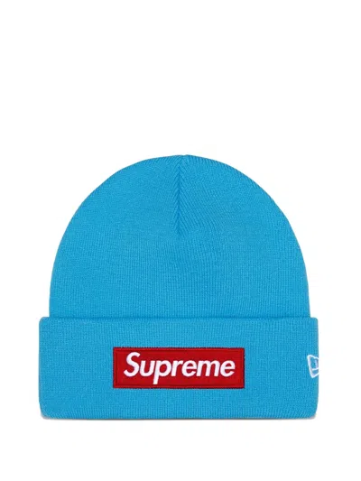 Supreme X New Era Logo Beanie Hat In Blue