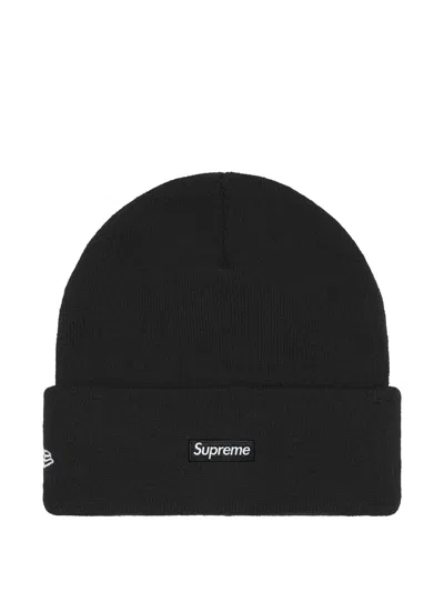 Supreme X New Era Logo-embroidered Beanie Hat In Black