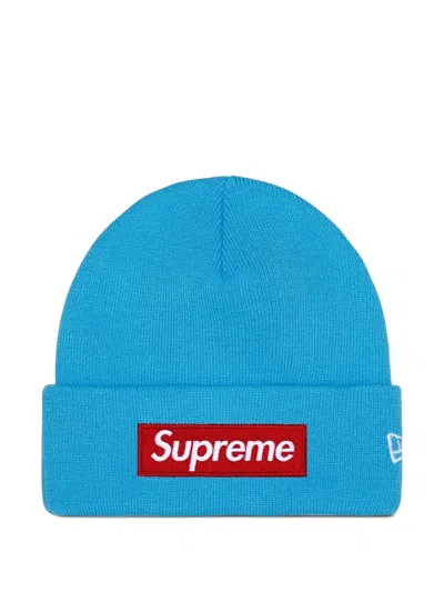 Supreme X New Era Logo-detail Beanie Hat In Blue