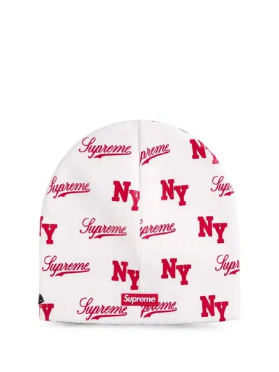 Supreme X New Era Monogram Beanie In White