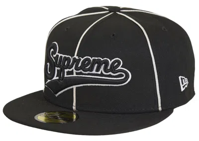 Pre-owned Supreme X New Era Piping Script Logo Cap In Black