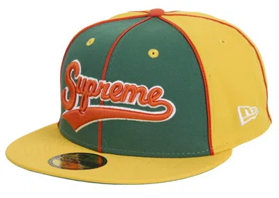 Pre-owned Supreme X New Era Piping Script Logo Cap In Yellow