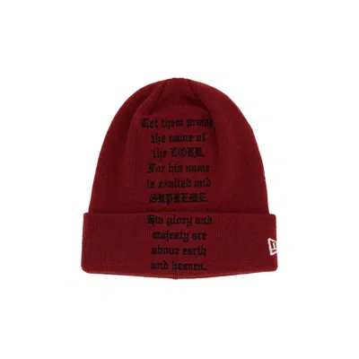 Pre-owned Supreme X New Era Psalm Beanie 'dark Red'