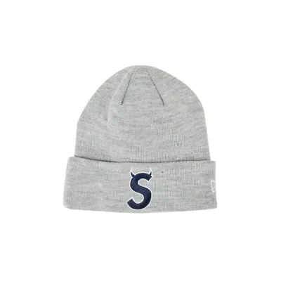 Pre-owned Supreme X New Era S Logo Beanie 'heather Grey' In Green