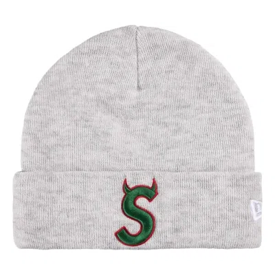 Supreme New Era Devil S Logo Beanie Hat In Gray