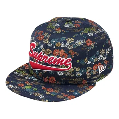 Supreme X New Era Ss26 Floral Jacquard Cap 'navy' In Multi