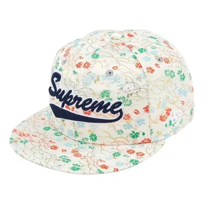 Supreme X New Era Ss26 Floral Jacquard Cap 'white' In Multi