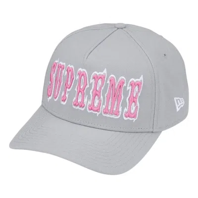 Supreme X New Era Ss26 Gothic Outline Adjustable Cap 'grey' In Gray