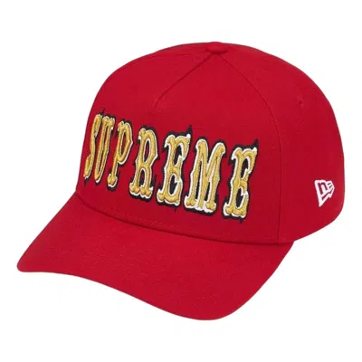 Supreme X New Era Ss26 Gothic Outline Adjustable Cap 'red'