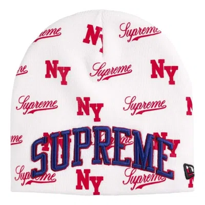 Supreme X New Era Ss26 Monogram Beanie 'white'