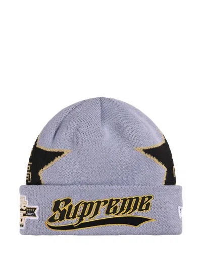 Supreme X New Era Stars Beanie Hat In Purple