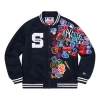 Supreme X New Era X Mlb Varsity Jacket 'black Multi-color'