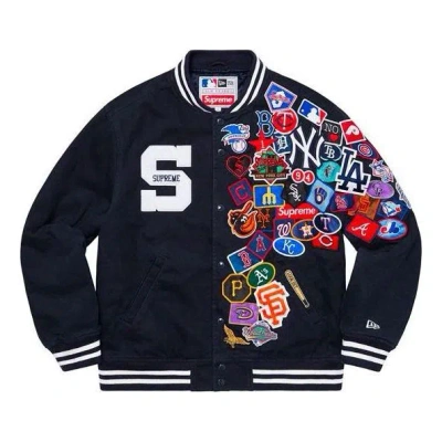 Supreme X New Era X Mlb Varsity Jacket 'black Multi-color'