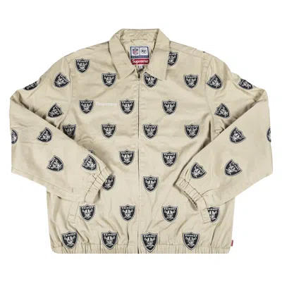 Pre-owned Supreme X Nfl Raiders '47 Embroidered Harrington Jacket 'khaki' | Tan | Men's Size L In Brown