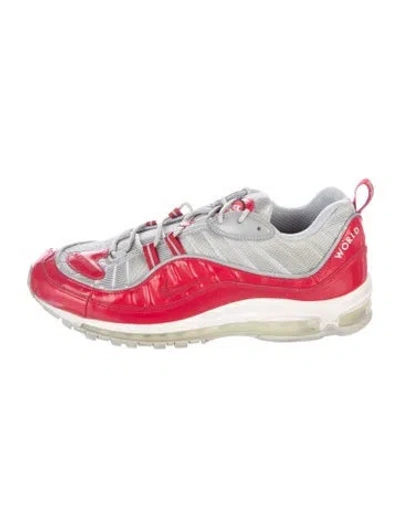 Pre-owned Supreme X Nike Air Max 98 'varsity Red' Athletic Sneakers In Grey/red