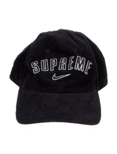 Pre-owned Supreme X Nike Arc Corduroy 6-panel Hat In Black