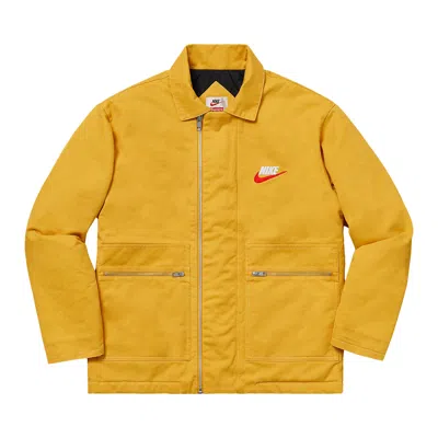 Pre-owned Supreme X Nike Double Zip Quilted Work Jacket 'mustard' In Yellow