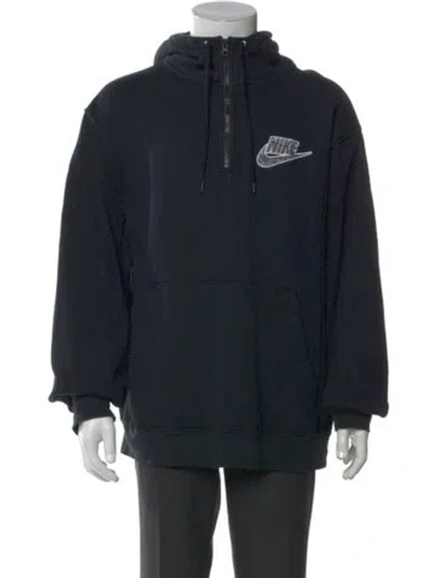 Pre-owned Supreme X Nike Graphic Print Mock Neck Hoodie In Black