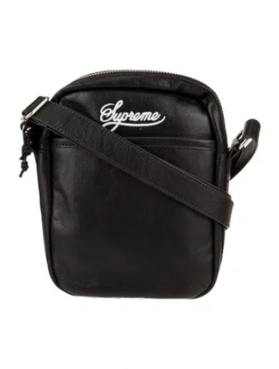 Pre-owned Supreme X Nike Leather Leather Shoulder Bag 2025 In Black