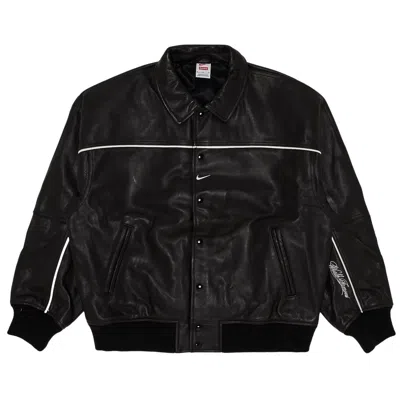 Pre-owned Supreme X Nike Leather Varsity Jacket 'black' | Men's Size Xl