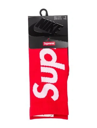 Pre-owned Supreme X Nike Lightweight Crew Socks (ss21 W/tags In Red