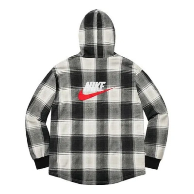 Supreme X Nike Plaid Hooded Sweatshirt 'black' In Gray
