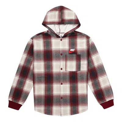Supreme X Nike Plaid Hooded Sweatshirt 'burgundy' In Neutral