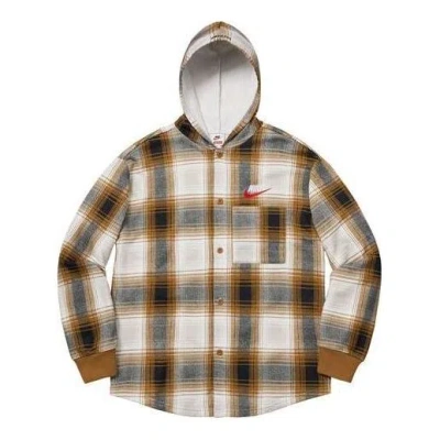 Supreme X Nike Plaid Hooded Sweatshirt 'mustard' In Multi