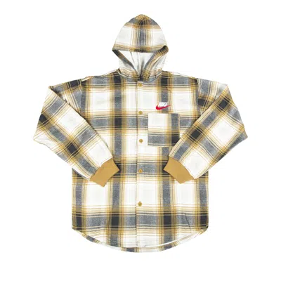 Pre-owned Supreme X Nike Plaid Hooded Sweatshirt 'mustard' In Yellow