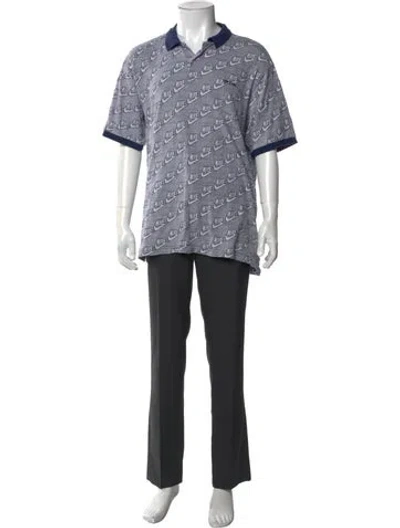 Pre-owned Supreme X Nike Printed V-neck Polo Shirt In Blue