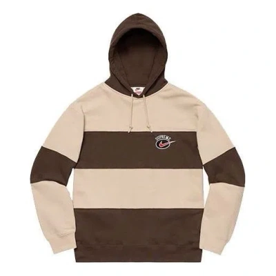 Supreme X Nike Stripe Hooded Sweatshirt 'brown Tan' In Neutral