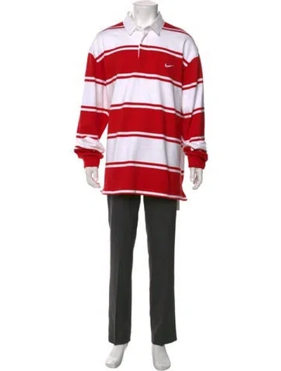 Pre-owned Supreme X Nike Striped V-neck Polo Shirt In Red