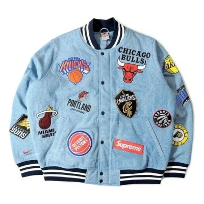 Supreme X Nike X Nba Teams Warm-up Jacket 'teal Multi-color' In Blue