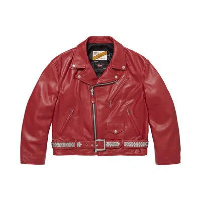 Pre-owned Supreme X Number (n)ine X Schott Perfecto Leather Jacket 'red' | Men's Size L