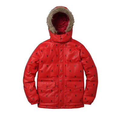 Pre-owned Supreme X Playboy Leather Puffy Jacket 'red' | Men's Size S