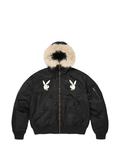 Supreme X Playboy Logo-appliqué Jacket In Black
