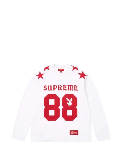 Supreme X Playboy Number-print Football Sweatshirt In White