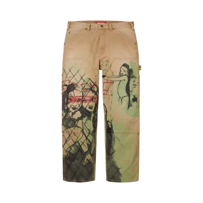 Pre-owned Supreme X Rita Ackermann Double Knee Painter Pant 'tan' | Men's Size 30