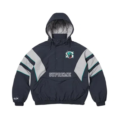 Pre-owned Supreme X Salem Half Zip Stadium Jacket 'navy' | Blue | Men's Size S