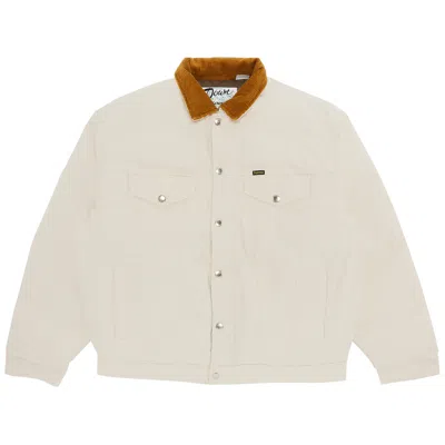 Pre-owned Supreme X Schott Canvas Down Trucker Jacket 'natural' In Cream