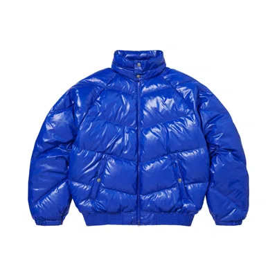Pre-owned Supreme X Schott Glossy Lightweight Down Puffer Jacket 'royal' | Blue | Men's Size Xxl