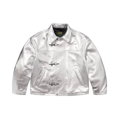 Pre-owned Supreme X Schott Leather Clip Jacket 'silver' | Men's Size S