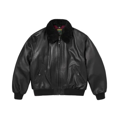 Pre-owned Supreme X Schott Shearling Collar Bomber Jacket 'black' | Men's Size S