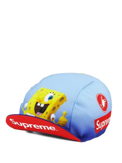 Supreme X Spongebob Squarepants X Castelli Logo-print Cycling Cap In Blue