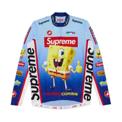 Pre-owned Supreme X Spongebob Squarepants X Castelli Long-sleeve Cycling Jersey 'blue' | Men's Size M