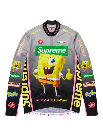 Supreme X Spongebob Squarepants X Castelli® Printed Cycling Top In Black