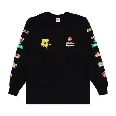 Pre-owned Supreme X Spongebob Squarepants X Castelli Racing Long-sleeve Tee 'black' | Men's Size S