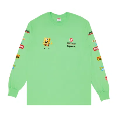 Pre-owned Supreme X Spongebob Squarepants X Castelli Racing Long-sleeve Tee 'lime' | Green | Men's Size Xxl
