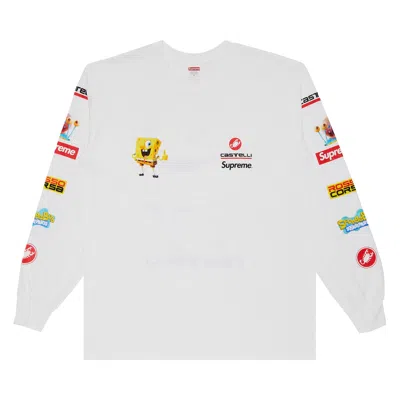 Pre-owned Supreme X Spongebob Squarepants X Castelli Racing Long-sleeve Tee 'white' | Men's Size Xxl