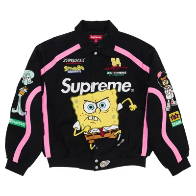Pre-owned Supreme X Spongebob Squarepants X Jeff Hamilton Racing Jacket 'black' | Men's Size Xxl